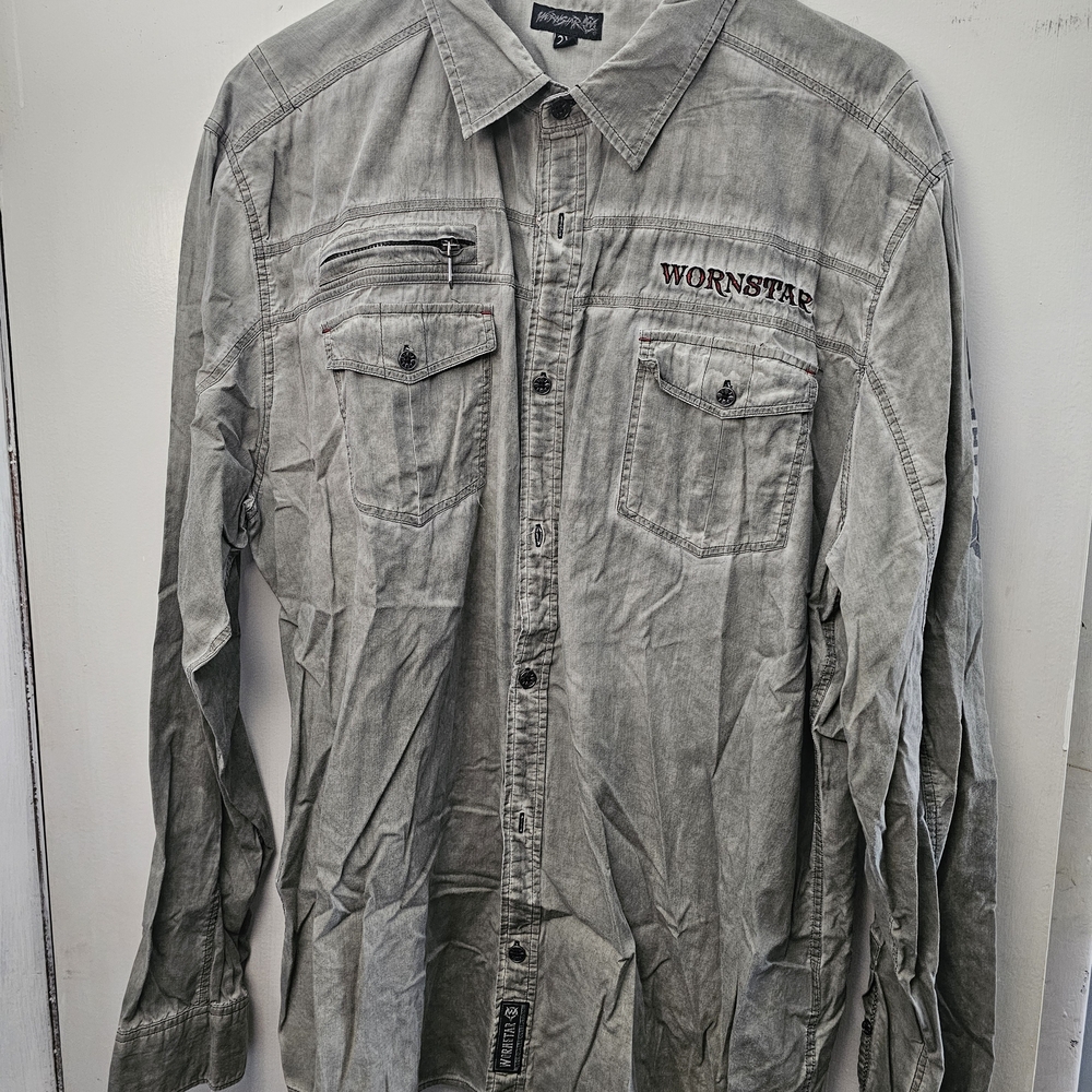 Wornstar Gray Shirt Jacket with Classic Collar